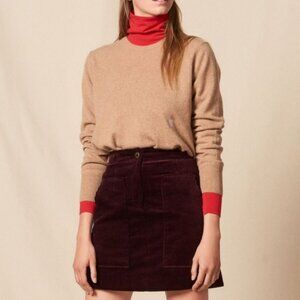 Sandro Corduroy Burgundy Skirt